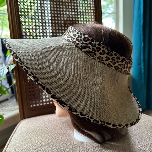 Leopard Sun Visor Wide Brim Floppy Hat - Picture 3 of 7